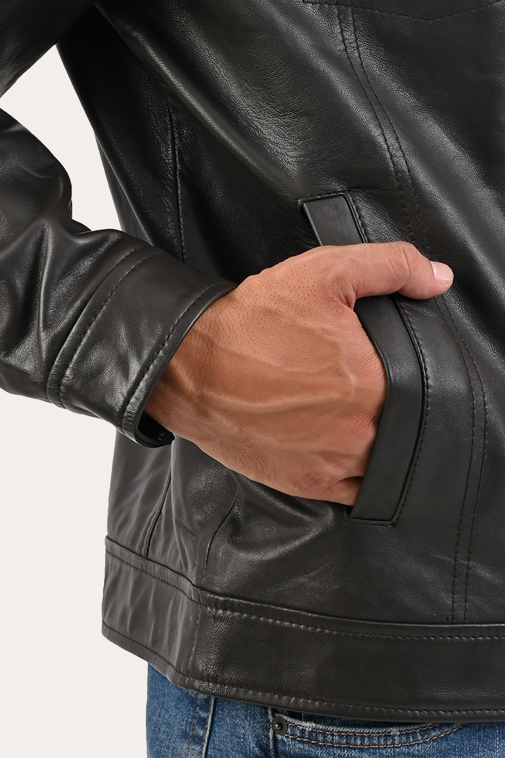 Men’s Dark Brown Kentucky Trucker Leather Jacket Dark Brown