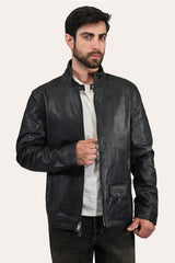 Men’s Black Lawton Modern Nappa Biker Jacket Black