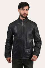 Men’s Black Lawton Modern Nappa Biker Jacket Black