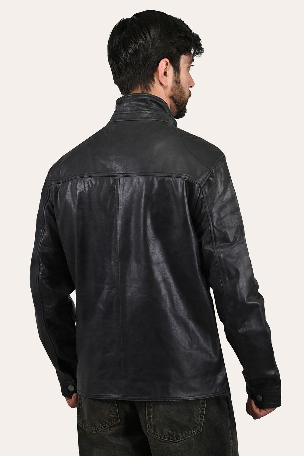 Men’s Black Lawton Modern Nappa Biker Jacket Black