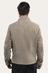 Men’s Taupe Trailblazer Suede Trucker Jacket Taupe