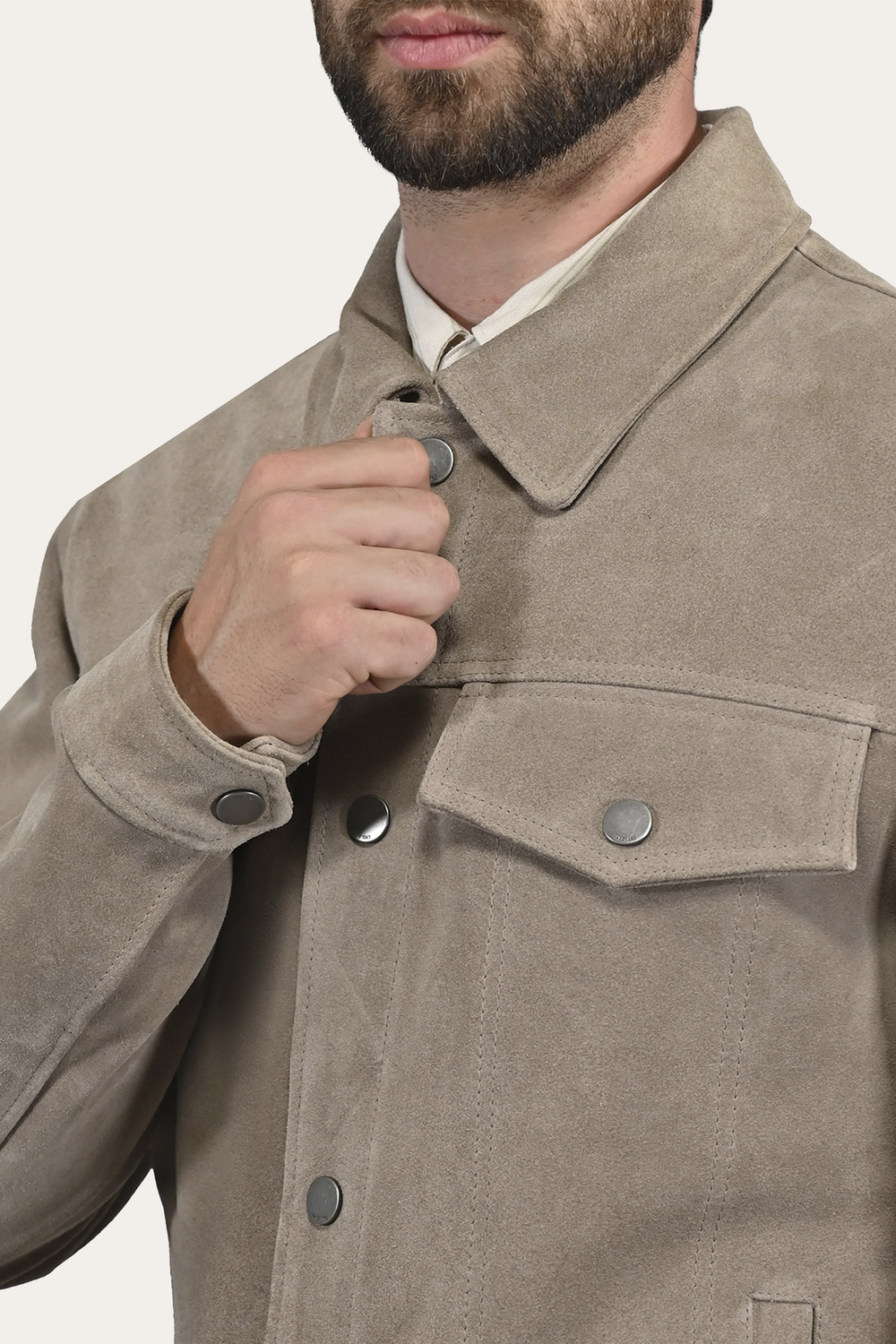 Men’s Taupe Trailblazer Suede Trucker Jacket Taupe