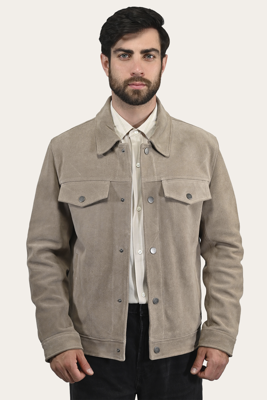 Men’s Taupe Trailblazer Suede Trucker Jacket Taupe