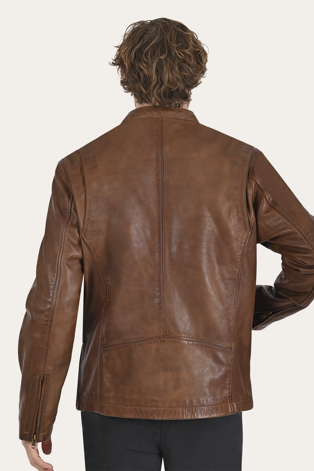 Men’s Tobacco Huck Cowhide Racer Leather Jacket Tobacco