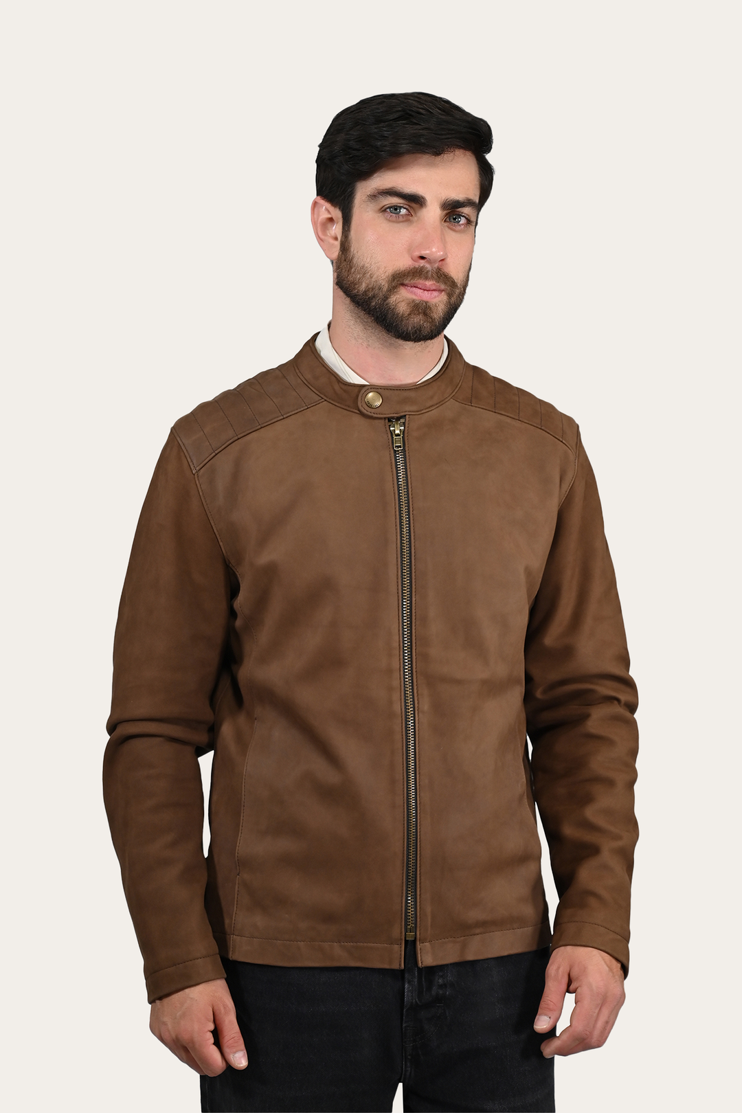 Men’s Tobacco Desert Racer Leather Jacket Tobacco