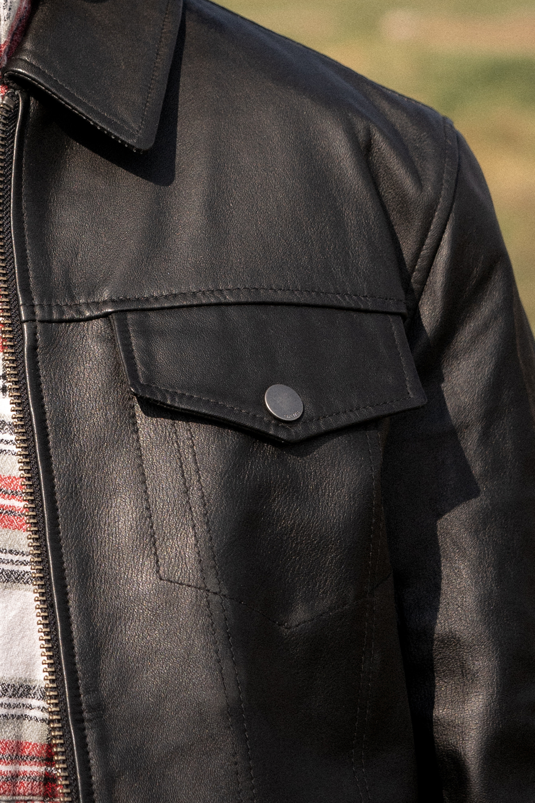 Men’s Black Durango Trucker Leather Jacket Black