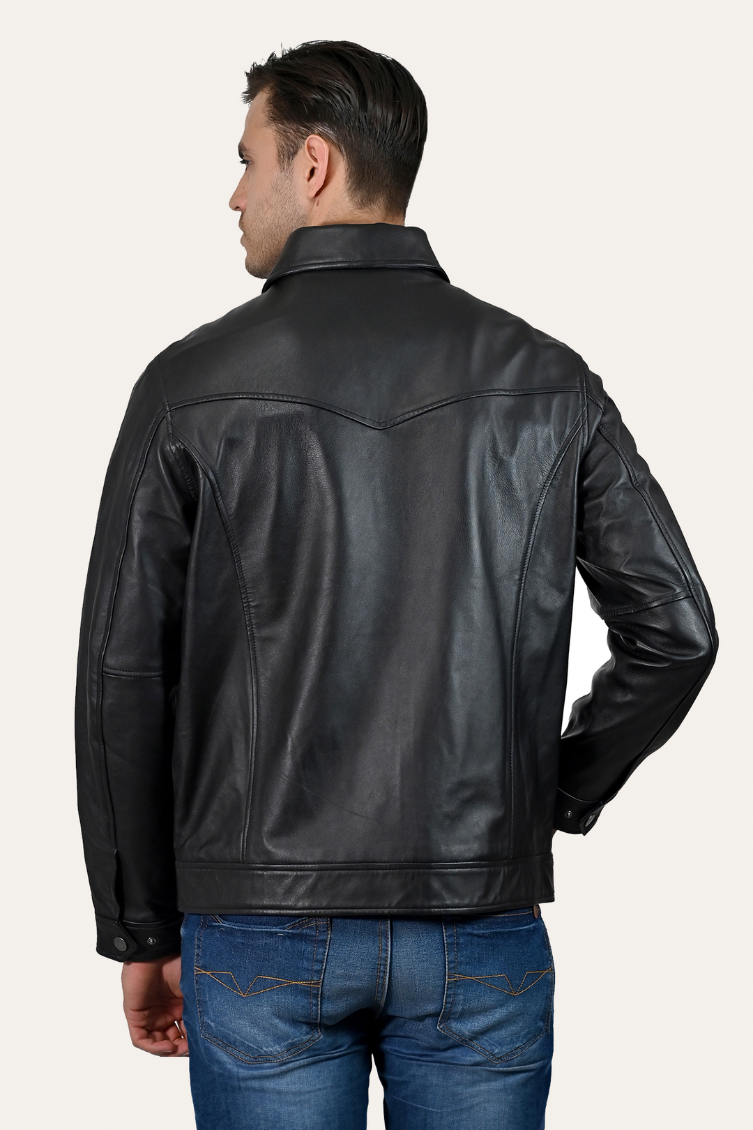 Men’s Black Durango Trucker Leather Jacket Black