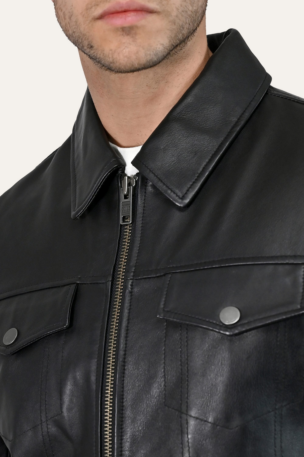 Men’s Black Durango Trucker Leather Jacket Black