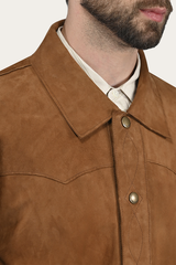 Men’s Middle Brown Judd Minimalist Suede Shacket Middle Brown