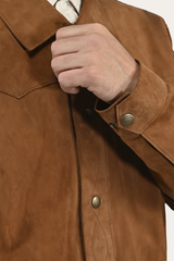 Men’s Middle Brown Judd Minimalist Suede Shacket Middle Brown