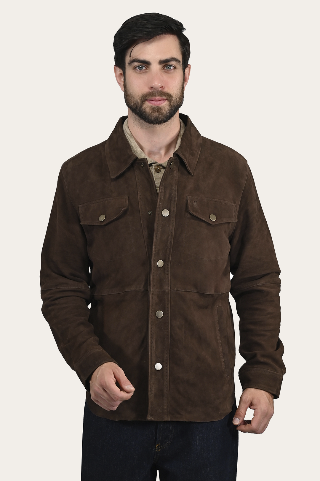 Men’s Dark Brown Authentic Suede Shacket Dark Brown
