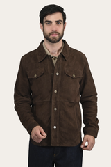 Men’s Dark Brown Authentic Suede Shacket Dark Brown