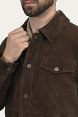 Men’s Dark Brown Authentic Suede Shacket Dark Brown