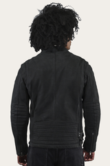 Men’s Black Cattleman Vintage Cafe Racer Leather Jacket Black