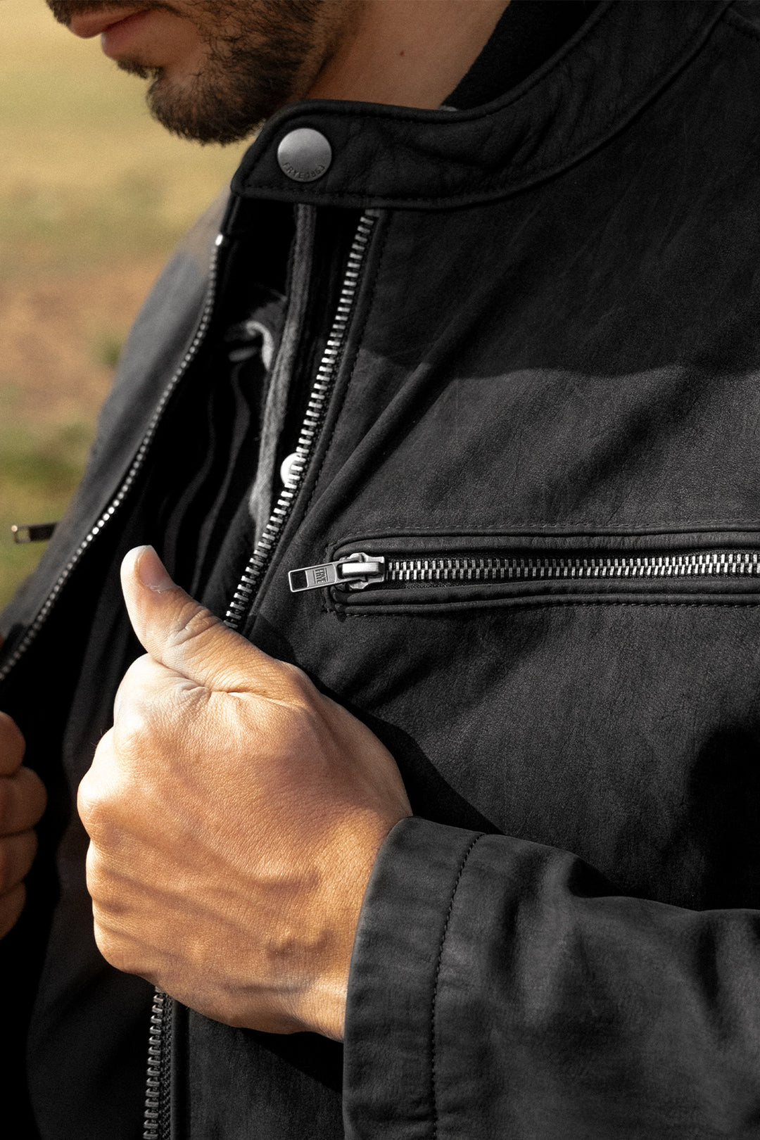 Men’s Black Cattleman Vintage Cafe Racer Leather Jacket Black