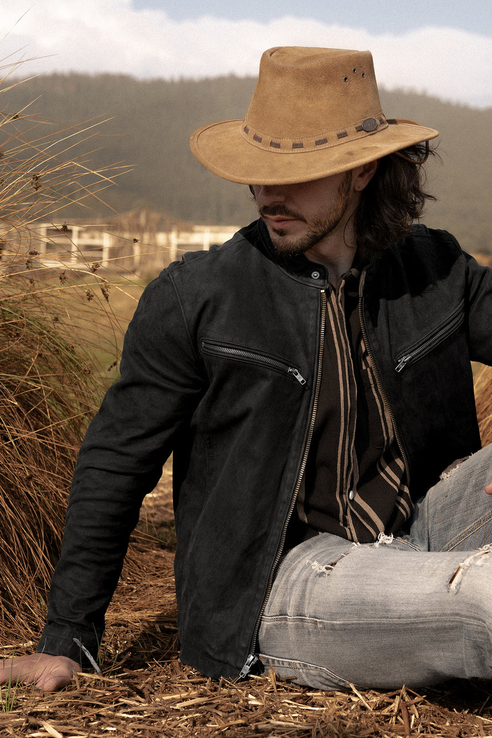 Men’s Black Cattleman Vintage Cafe Racer Leather Jacket Black