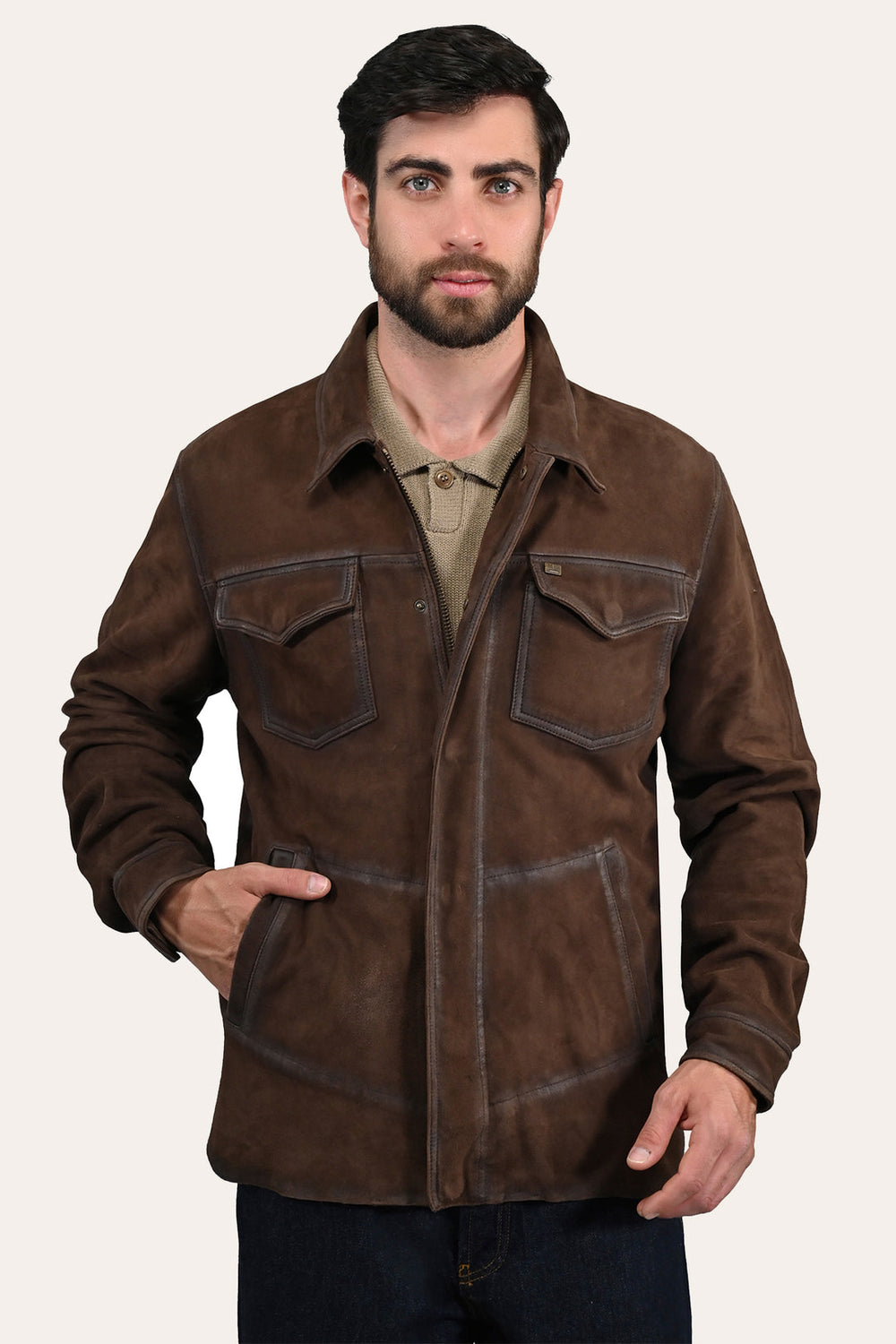Men’s Dark Brown Brody Suede Shacket Dark brown