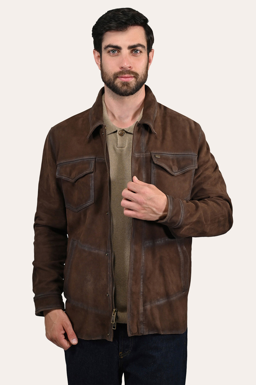 Men’s Dark Brown Brody Suede Shacket Dark brown