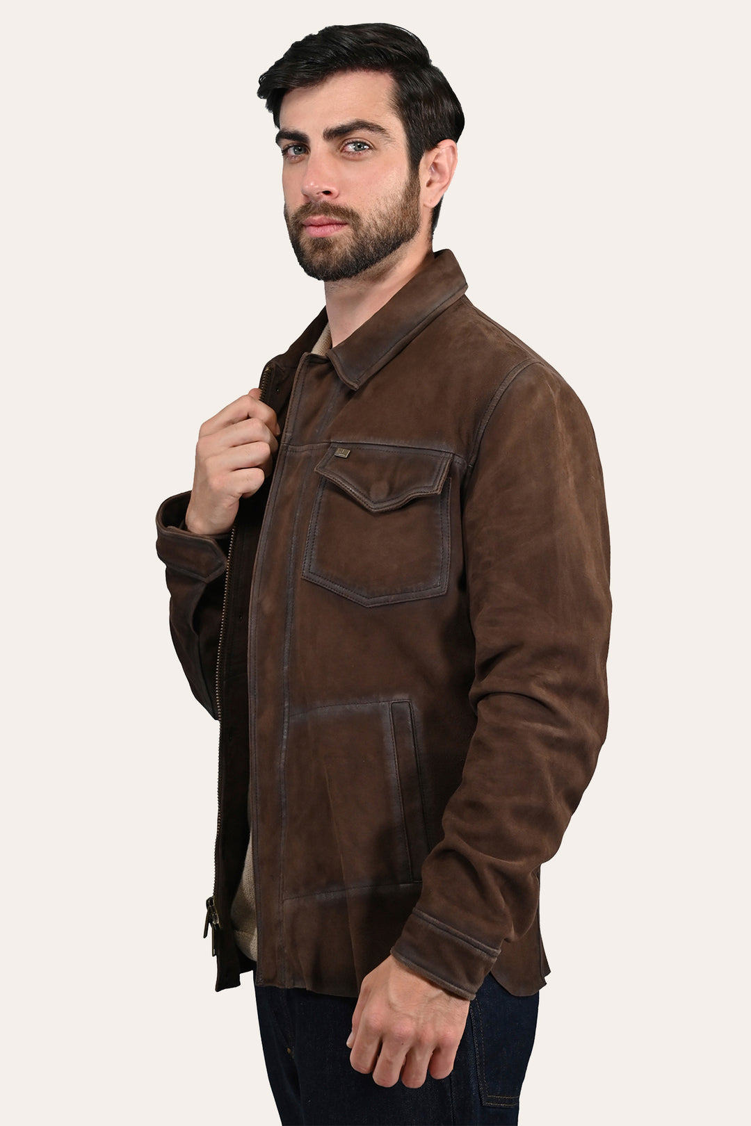 Men’s Dark Brown Brody Suede Shacket Dark brown
